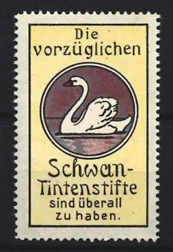 Reklamemarke Schwan, Tintenstifte, Schwimmender Schwan