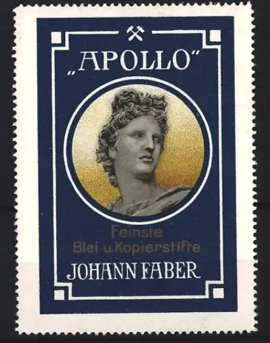 Reklamemarke Johann Faber, Apollo Blei- und Kopierstifte, Büste