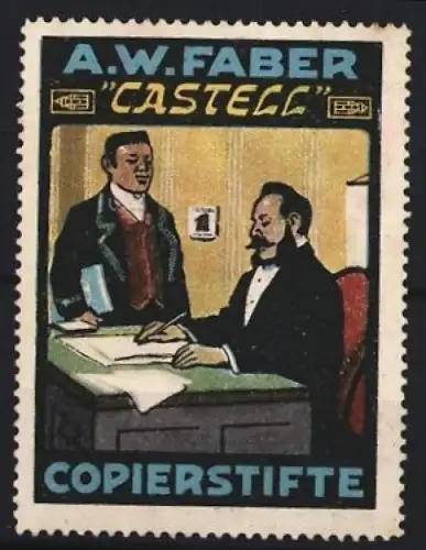 Reklamemarke A.W. Faber, Castell Copierstifte, Büro-Szene