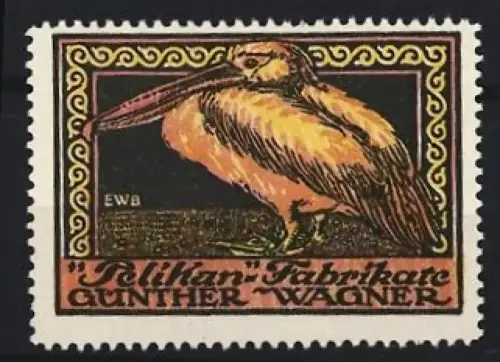 Reklamemarke Gunther Wagner, Pelikan Stifte und Schreibutensilien, Pelikan im Profil