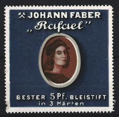 Reklamemarke Johann Faber, Bleistift Rafael, Porträt des Künstlers Rafael