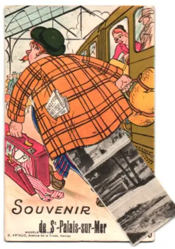 Leporello-AK St-Palais-sur-Mer, La Plage du Bureau, Gros Rocher des Pierrieres, Le Pont de la Corniche