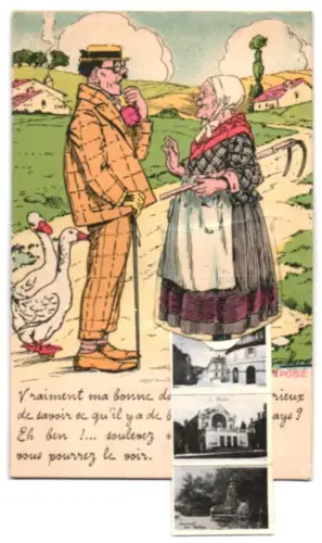 Leporello-AK Ambert, Vue générale, L`Hôtel de Ville, Un Coin du Parc