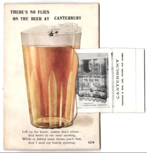 Leporello-AK Canterbury, Westgate, Norman Porch, Cathedral, The Crypt, Transept of Martyrdom, Canterbury Pilgrims