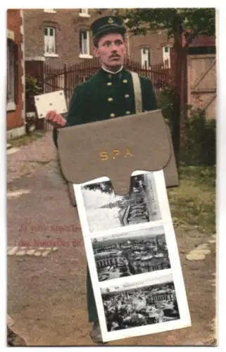 Leporello-AK Spa, Kursaal, Le Poste, Vue panoramique