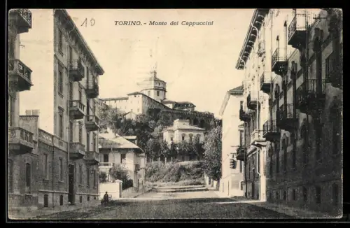AK Torino, Monte dei Cappuccini e vista della strada cittadina