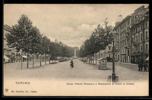 AK Torino, Corso Vittorio Emanuele e Monumento ai Caduti di Crimea