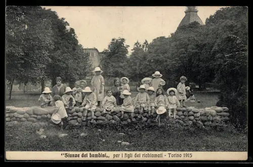 AK Torino, Stanze dei bambini, per i figli dei richiamati, Torino 1915