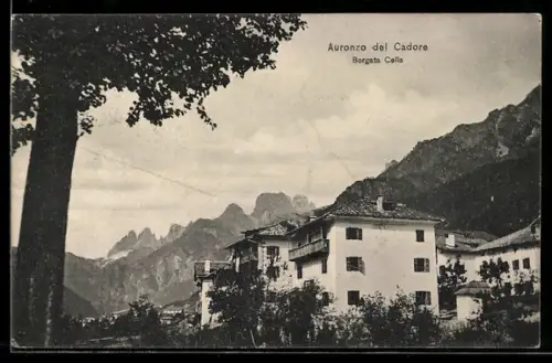 AK Auronzo del Cadore, Borgata Cella mit Bergen im Hintergrund