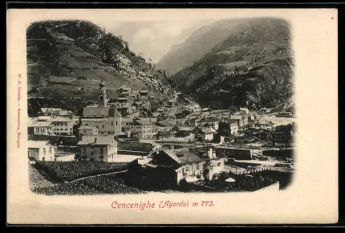 AK Cencenighe /Agordo, Veduta panoramica del paese circondato da montagne