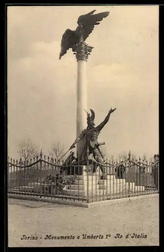 AK Torino, Monumento a Umberto 1°, Re d`Italia