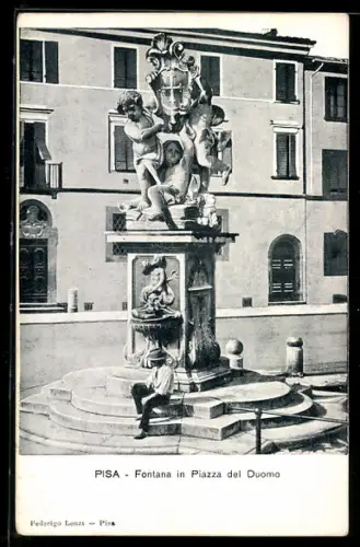 AK Pisa, Fontana in Piazza del Duomo