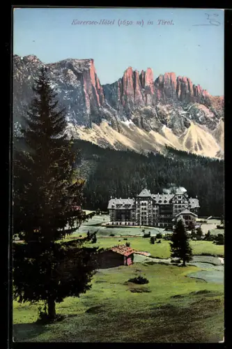 AK Karersee, Karersee-Hotel, Vista panoramica con montagne sullo sfondo