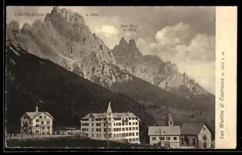 AK San Martino di Castrozza, Veduta delle montagne Cima Val di Roda e Sass Maor