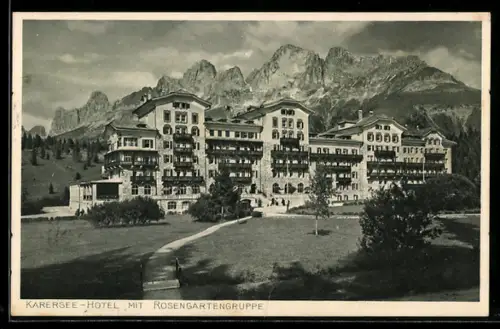 AK Karersee, Hotel mit Rosengartengruppe