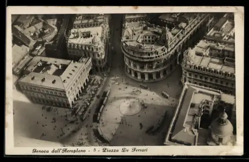 AK Genova, Piazza De Ferrari, Fliegeraufnahme