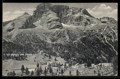 AK Plätzwiesen, Hotel Dürrenstein gegen die Hohe Gaisl Rotwand