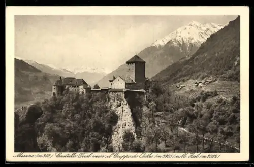 AK Merano, Castello Tirol verso il Gruppo di Ortler e M. Ziel