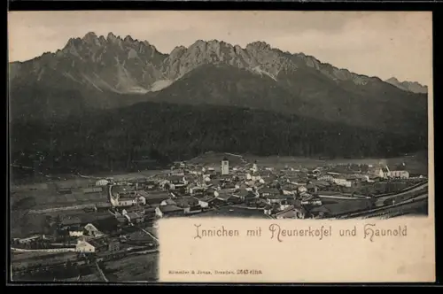 AK Innichen, Panorama mit Neunerkofel und Haunold