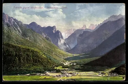 AK Toblach /Tirol, Teilansicht gegen Ampezzotal, Dolomiten