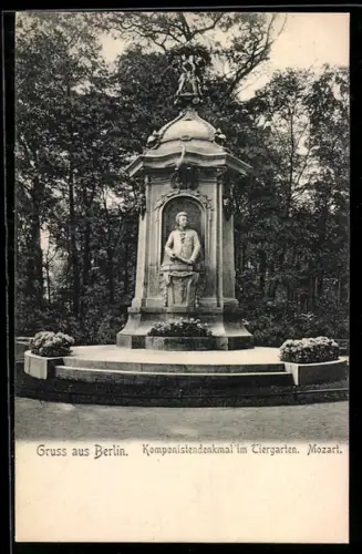 AK Berlin, Komponistendenkmal im Tiergarten, Mozart