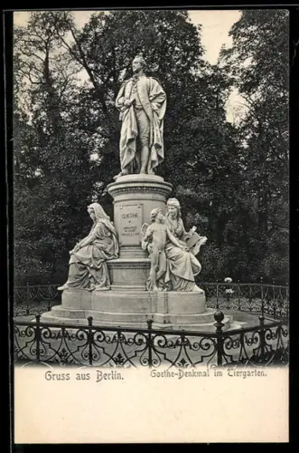 AK Berlin, Goethe-Denkmal im Tiergarten