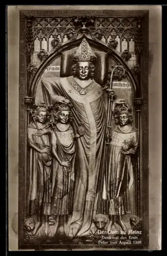 AK Mainz, Dom, Denkmal des Erzbischofs Peter von Aspelt 1320