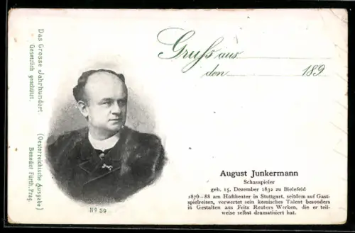 AK Schauspieler August Junkermann zur Seite schauend
