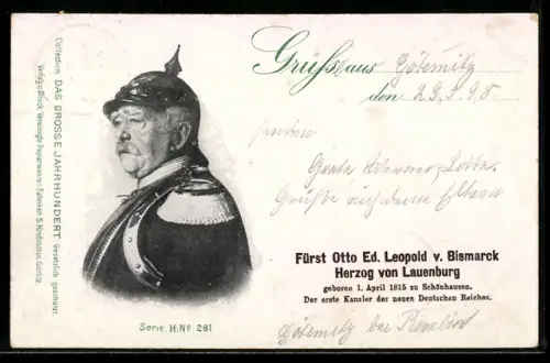 AK Fürst von Bismarck, Portrait in Uniform