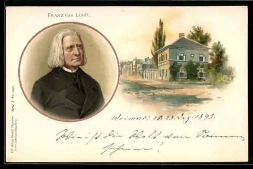 Lithographie Komponist von Liszt, Geburtshaus