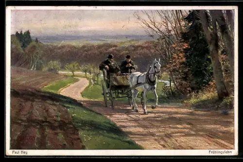 Künstler-AK P. Hey: Nr. 109, Frühlingsfahrt, Verein für das Deutschtum im Ausland