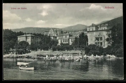 AK Abbazia, Villen am Hafen