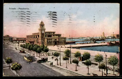 AK Trieste, Pescheria, Strassenbahn