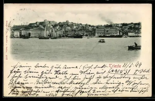 AK Trieste, Panorama mit Booten