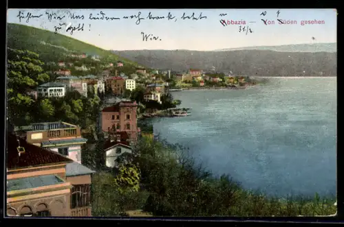 AK Abbazia, Blick auf die Stadt von Süden
