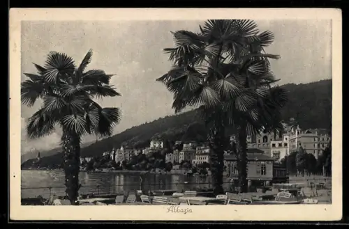AK Abbazia, Palmen in der Bucht