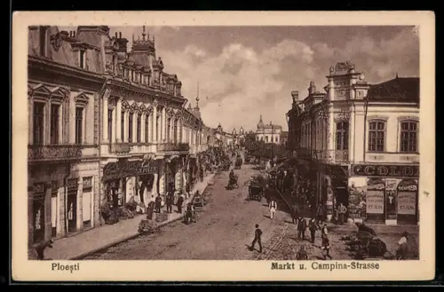 AK Ploesti, Markt und Campina-Strasse