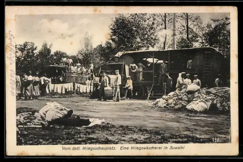 AK Suwalki, Blick auf eine Kriegswäscherei