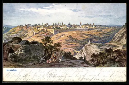Künstler-AK F.Perlberg: Jerusalem, Panorama