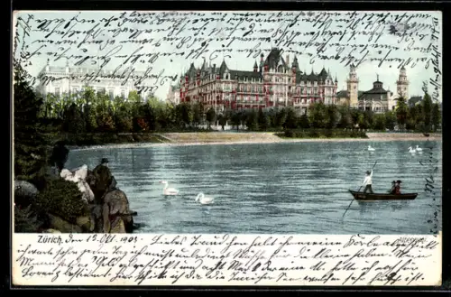 AK Zürich, Ortsansicht mit Alpenquai