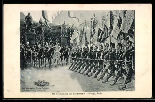AK Berlin, eroberte franz. Fahnen beim festl. Einzug, Reichseinigungskriege