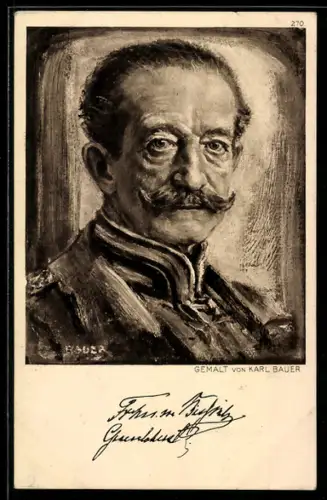 Künstler-AK Karl Bauer, Heerführer, Portrait Generaloberst Freiherr von Bissing in Uniform