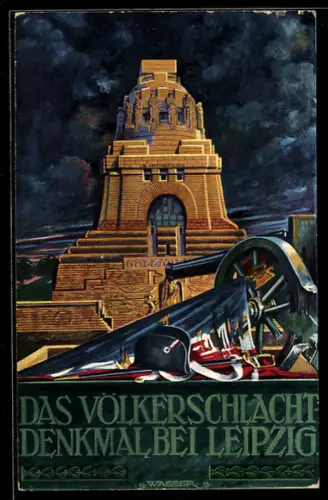 Künstler-AK Leipzig, Völkerschlachtdenkmal, Gott Mit Uns