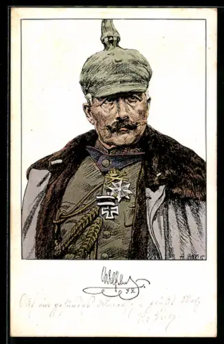 Künstler-AK Angelo Jank: Portrait Kaiser Wilhelm II. in Felduniform