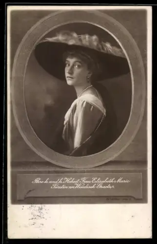 AK Portrait von Fürstin Elisabeth-Marie von Österreich