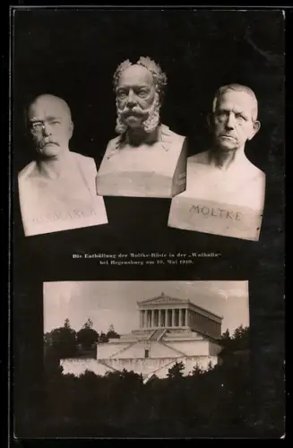 AK Regensburg, Büsten von Bismarck und Moltke in der Walhalla