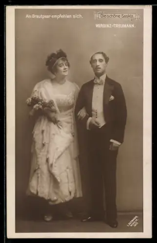 AK Operette Die schön Saskia, Werginz und Treumann als Brautpaar