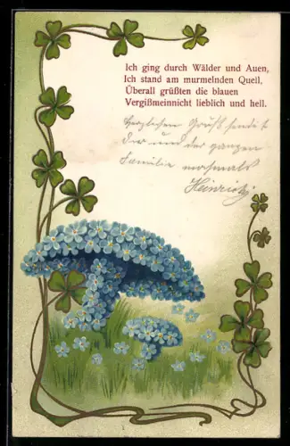 AK Zwei Pilze gebildet aus Veilchen-Blüten