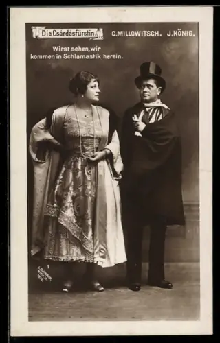 AK Szene aus der Operette Die Csárdásfürstin mit C. Millowitsch und J. König