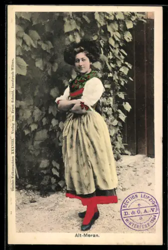 AK Meran, Frau in italienischer Tracht